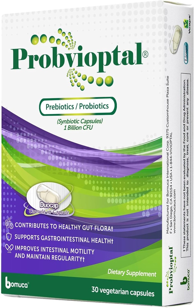 Probvioptal, 30 capsules, probiotiques et prébiotiques, duocap, 1 milliard d'UFC, sans gluten