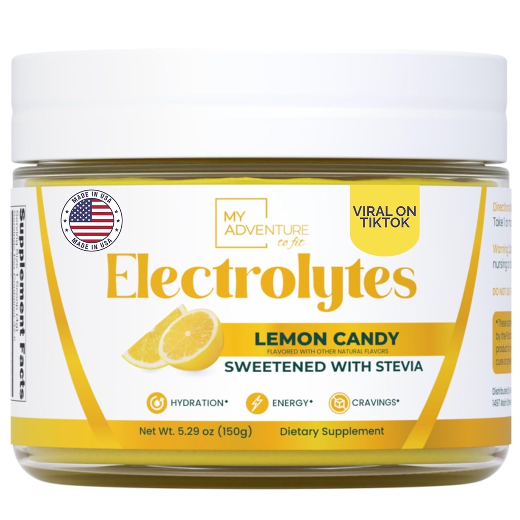 Zero Sugar - Lemon Candy Electrolytes Powder - Refreshing Hydration - Caffeine Free Energy with All Natural Ingredients - Vegan, Keto & Paleo - Sugar Free Electrolytes Powder Drink Mix - 37 Servings