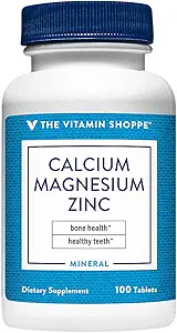 Calcium, magnésium et zinc avec vitamine D - Soutient des os et des dents sains (100 comprimés)