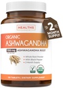 Supplément d'Ashwagandha biologique de l'USDA - Pilules d'Ashwagandha de haute puissance fabriquées avec du poivre noir biologique pour l'absorption accrue - Vegan Non-OGM fabriqués aux États-Unis & Lab Vérifié (2 mois d'approvisionnement)