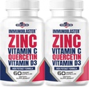 (2 Pack) ImmunoBlaster Zinc Quercetin 500mg avec vitamine D et C antioxydant immunosupport haute puissance Quercetin Zinc supplément pour les hommes et les femmes - sans gluten, soja et laiterie - 120 Compte (Twin Pack)