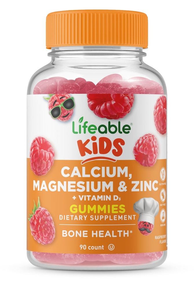 Enfants Lifeable Calcium Magnésium Zinc Gummies de Calcium avec vitamine D3.