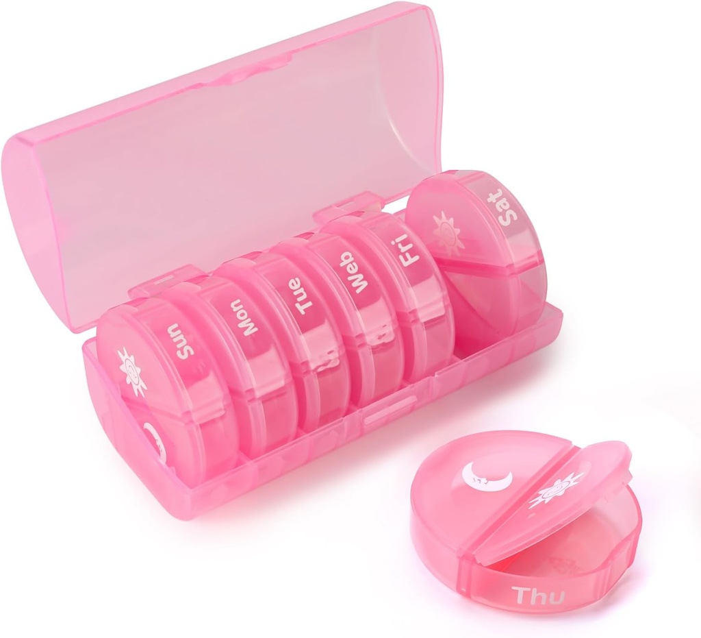 Organisateur hebdomadaire de pilules 2 fois par jour, Pill Box 7 Jour, AM PM Deux fois par jour cas de pilules, Portable organisateur quotidien de vitamines pour les médicaments, vitamines, huile de poisson, suppléments