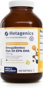 Métagène OmegaGenics Fish Oil EPA-DHA 720 mg - Supplément Omega-3 Fish Oil - High Potency - pour la santé cardiaque, l'appareil locomoteur et le système immunitaire Santé* - avec DHA et EPA - 240 Softgels