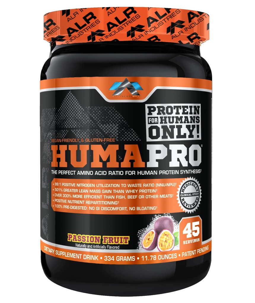 Amino Acides Amino Matrice protéique pour les humains 99% Utilisation pour les muscles maigres, végétalien, sans gluten 334g / 45 portions (fruits de passion)