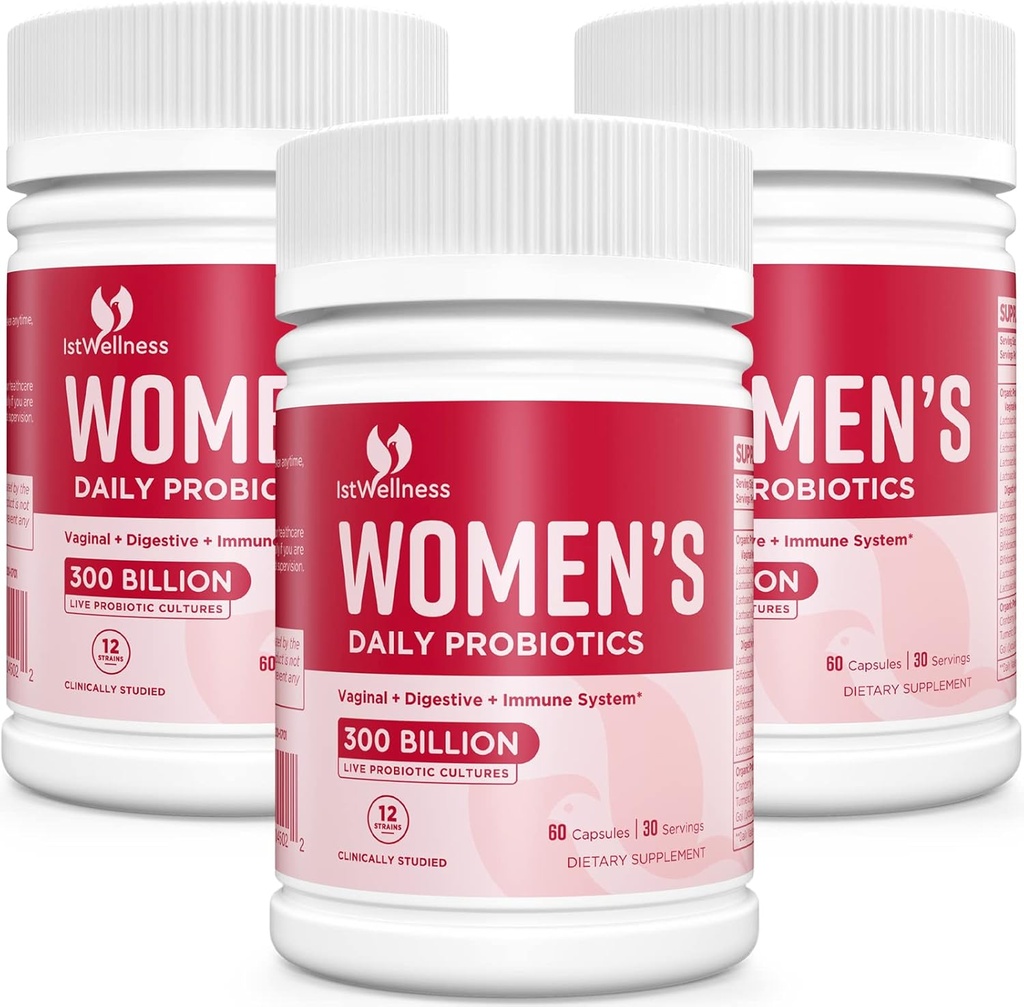 Probiotiques pour les femmes - 300 milliards CFU Probiotique, 12 souches Probiotiques avec canneberge, sélection de femmes probiotiques pour vaginal, urinaire, pH équilibré, diarrhée, digestive Gut & santé immunitaire - 180 capsules