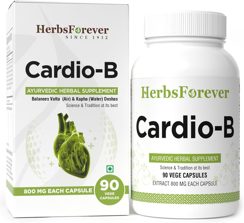 Herbsforever Cardio-B Supplément à base de plantes ayurvédiques 90 capsules Vege 800 Mg Chaque