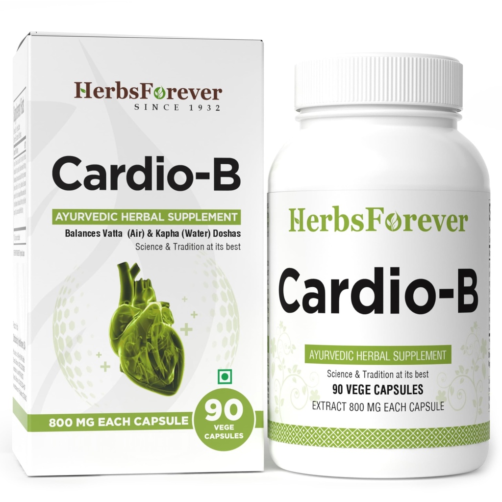 Herbsforever Cardio-B Supplément à base de plantes ayurvédiques 90 capsules Vege 800 Mg Chaque