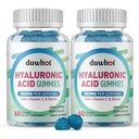 Gommies d'acide hyaluronique, Suppléments d'acide hyaluronique avec vitamine C et biotine 5000mcg pour la peau, les cheveux, la santé des ongles, compléments pour les articulations pour les femmes et les hommes, faible sucre, végétalien, non-OGM, 60 comtes