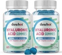 Gommies d'acide hyaluronique, Suppléments d'acide hyaluronique avec vitamine C et biotine 5000mcg pour la peau, les cheveux, la santé des ongles, compléments pour les articulations pour les femmes et les hommes, faible sucre, végétalien, non-OGM, 60 comtes