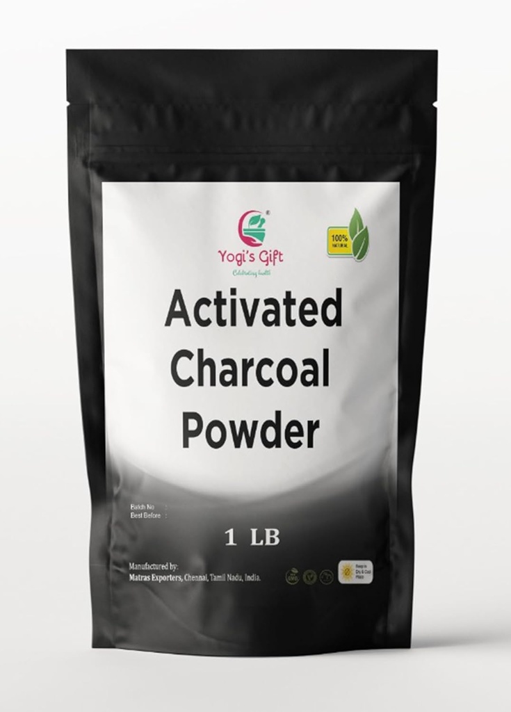 Activated Charcoal Powder 1 LB | Grounded Activated Charcoal Powder for Facial Scrub, Skin & Soap Making | Coconut Shells Based | By Yogi's Gift®