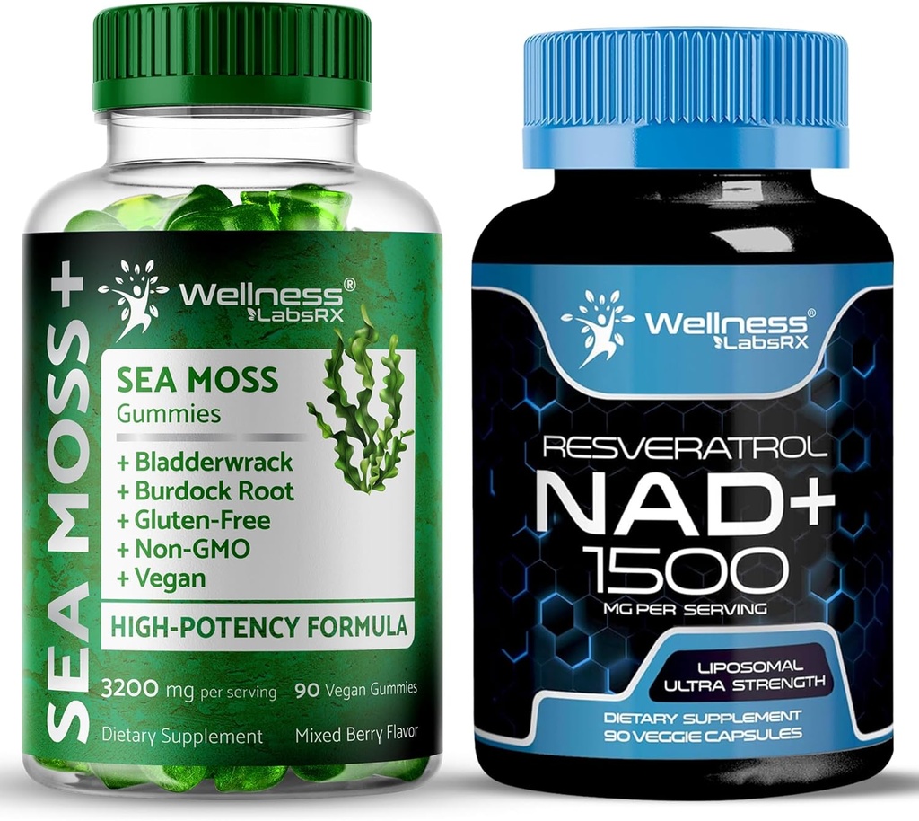 Supplément NAD WELLNESS LABSRX, 1500mg - Gommies de mousse de mer, 3200mg