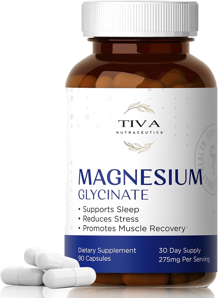 Magnesium Glycinate – Gentle & Highly Absorbable Magnesium for Sleep, Muscle Relaxation & Heart Health | Chelated Magnesium Complex for Energy & Bone Support | 90 Capsules