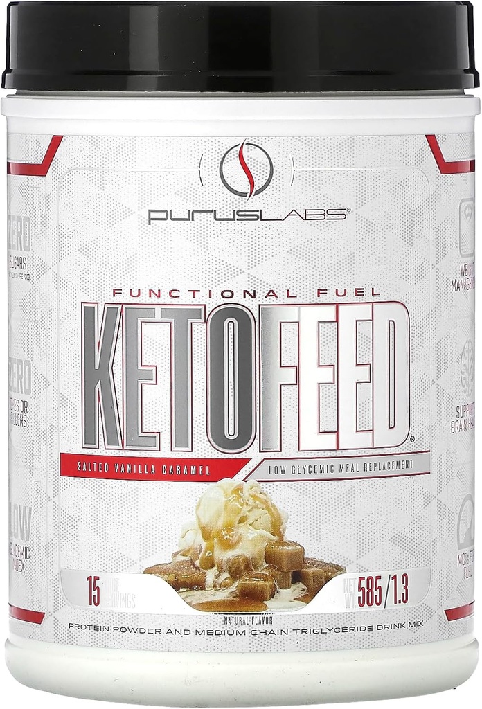 Purus Labs Protéines kéto-feed-de-l'acide kéto-de-l'acide kéto-de-l'acide glycémique Remplacement des repas à faible teneur en glucides, 0 sucres
