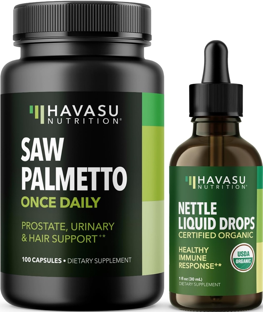 NUTRITION HAVASU Extraction de la feuille de neige gouttes liquides (60 portions) et capsules de Palmetto de scie (100 portions)