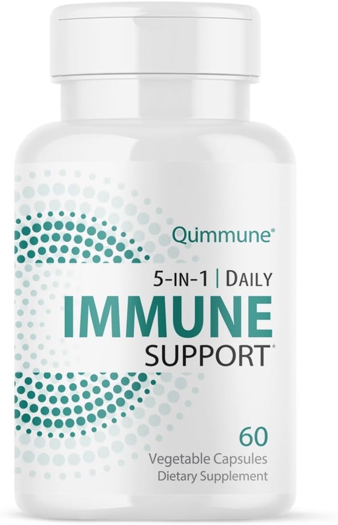 5-en-1 Immune Support avancé avec Quercetin Phytosome, Zinc, Vitamine C, D3, K2 - Supplément Immunité et Allergie avec Quercetin activé - 60 Caps Veg