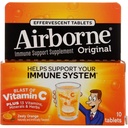 Airborne 1000mg Vitamine C avec vitamine D et zinc, sans sucre Multivitamine Imune Supplément de soutien, antioxydants Vitamines A C et vitamine E, 10 comprimés effervescents, Zesty Orange Arôme