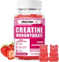 ElevateLife Creatine Monohydrate Gommies 5000mg pour les hommes et les femmes, Chewables Creatine Monohydrate pour la force musculaire, constructeur musculaire, boost énergétique, supplément pré-entraînement(90 comte)-Strawberries