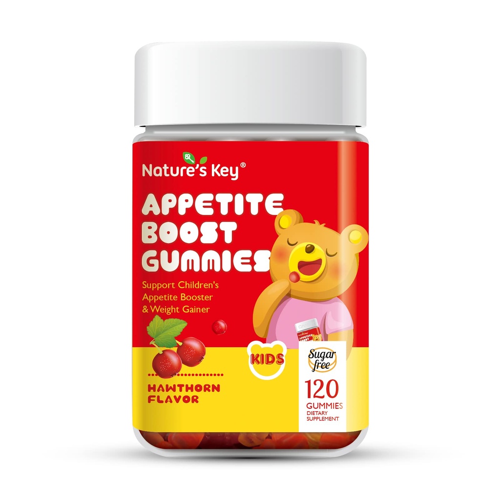 Gommies de booster d'appétit clé de la nature - pour les enfants à manger plus, soutenir l'appétit stimulant et gain de poids - Arôme d'Hawthorn (120 comte, paquet de 1)
