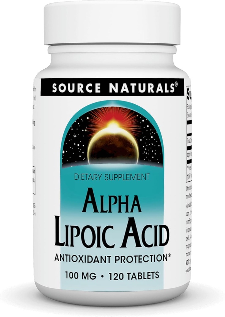 Source Naturals Alpha Lipoic Acid Supports Healthy Sugar Metabolism, Liver Function & Energy Generation* - 100 mg - 120 Tablets