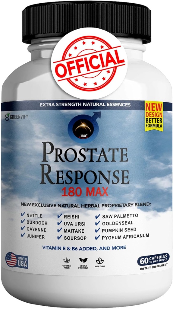 Réponse de la prostate 180 Max Prostate Formula Supplements for Men Capsules, Suppléments de santé - Force maximale, tout naturel pour soutenir la fonction normale et saine (1)