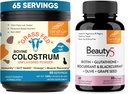 Sandhu's Pure Bovine Colostrum Powder Supplement for Humans & Beauty5 Végétarian Capsules: Immune, Gut, Muscle, Cheveux, Peau et Nail Soutien à la santé