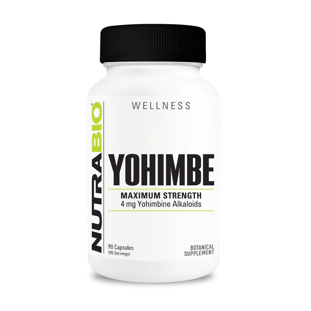 NutraBio Yohimbe Bark Supplément pour hommes et femmes, 4mg, 90 capsules végétales