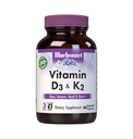 Bluebonnet Nutrition Vitamine D3 & K2, sans soja, pour les os fortement sains*, sans gluten, sans OGM, sans produits laitiers, certifié Casher, végétarien, 60 capsules végétales, 60 portions