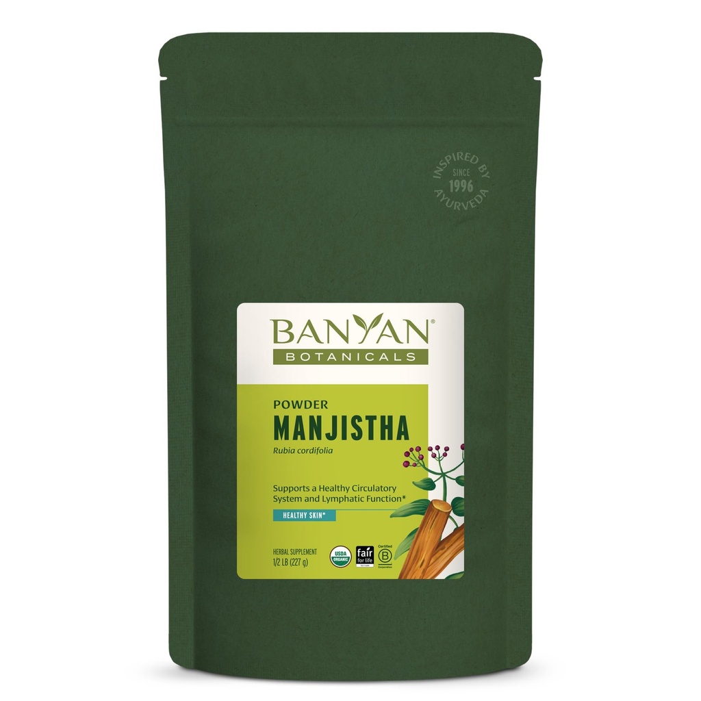 Banyan Botanicals Poudre de Manjistha – Supplément de Manjistha biologique – Assainissement du sang ayurvédique et soutien du système lymphatique* – 1⁄2 lb. – Non-OGM durable certifié Fair for Life Fair Trade