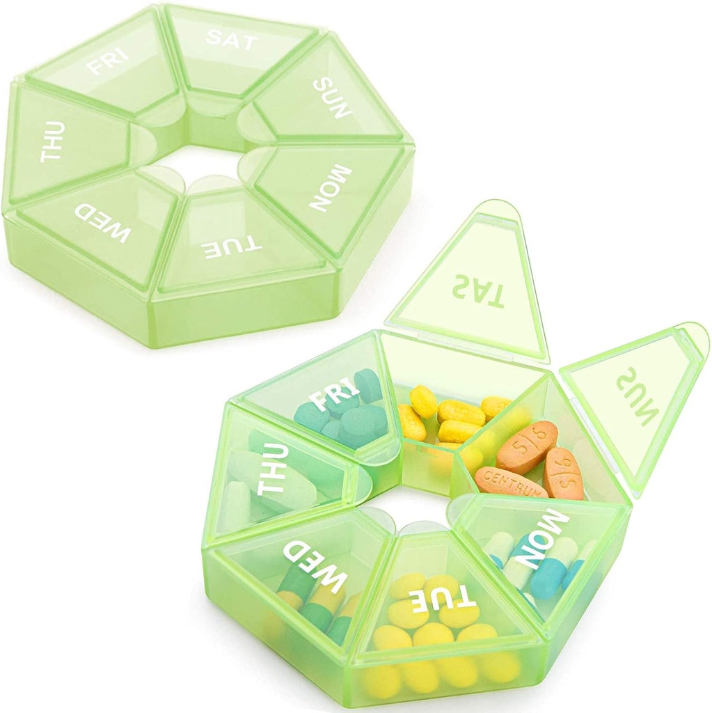 2PCS Weekly Pill Organizer Large 7 Day Pill Box Organizer Daily Medicine Case for Vitamine Fish Oil Pills Suppléments Arthrite Friendly