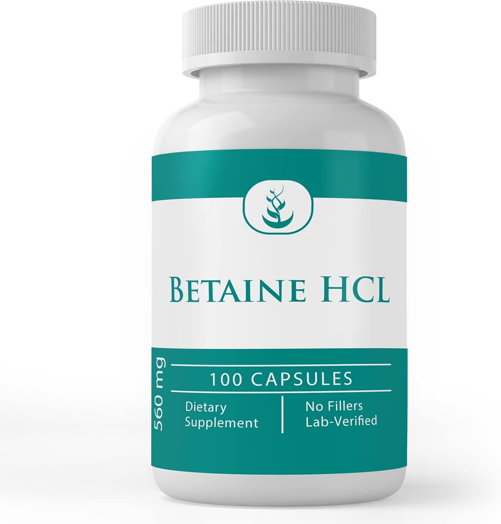 PURE ORIGINAL INGRÉDIENTS Betaine HCL, (100 Capsules) Toujours Pure, Pas d'additifs ou de remplissages, Lab Vérifié