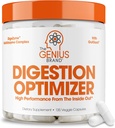 The Genius Brand Genius Digestion Optimizer - Supplément digestif pour Gut Health & Immmune Support - Pas de mélanges propriétaires - Vegan, non-OGM et sans gluten - 135 capsules de légumes