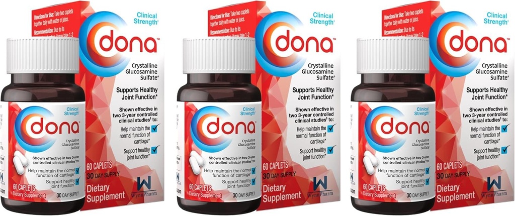 Dona cristalline Glucosamine Sulfate 60 caplets (3 pack)F
