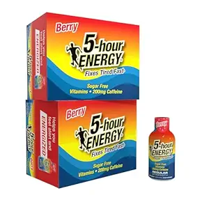 5 heures ENERGY Force régulière de tir d'énergie, Berry Flavor (1,93 oz., 24 comte) Calories zéro et sans sucre 200 mg Caffeinated Shot, acides aminés et vitamines B, suppléments alimentaires