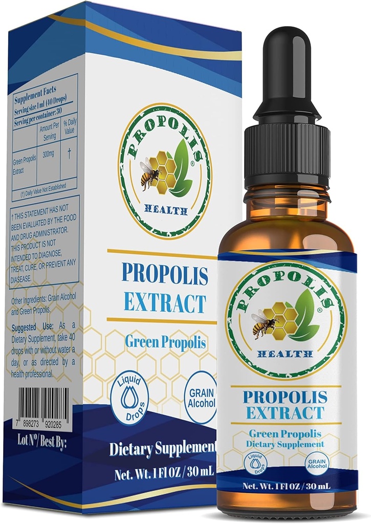 Propolis Health - Extrait de propolis d'abeille -propolis d'abeille brésilienne - 30 jours d'approvisionnement - supplément liquide de propolis - gouttes de propolis