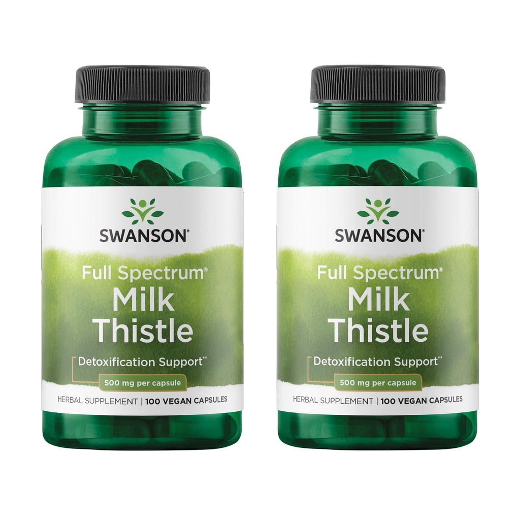 Swanson Thistle de lait - Supplément de soutien du foie à base de plantes - Formule naturelle aidant à maintenir la santé et le bien-être - (100 capsules, 500mg chacune) 2 Pack