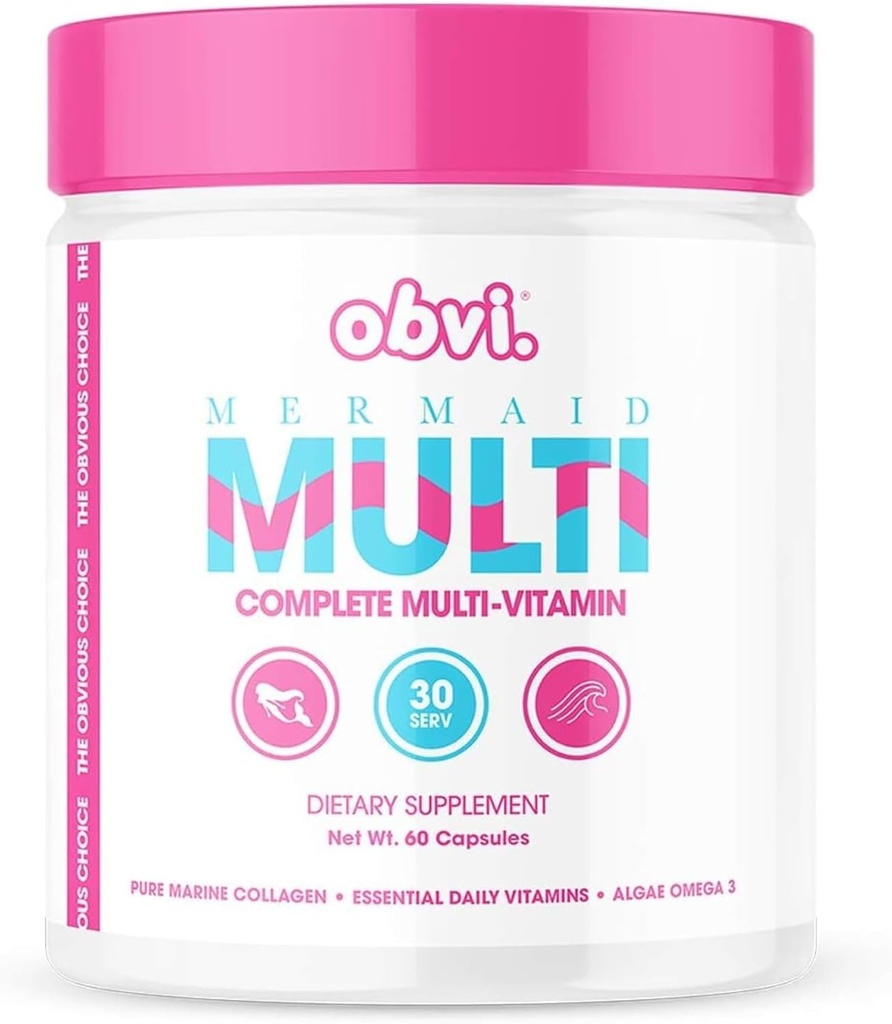 Obvi Mermaid Multi for Women's Health | Complete Multivitamin Supplement with Marine Collagen and Biotin, Vitamin C, A, D to Support Bone, Teeth, and Muscle | Immune Health | 60 Capsules, 30 Servings