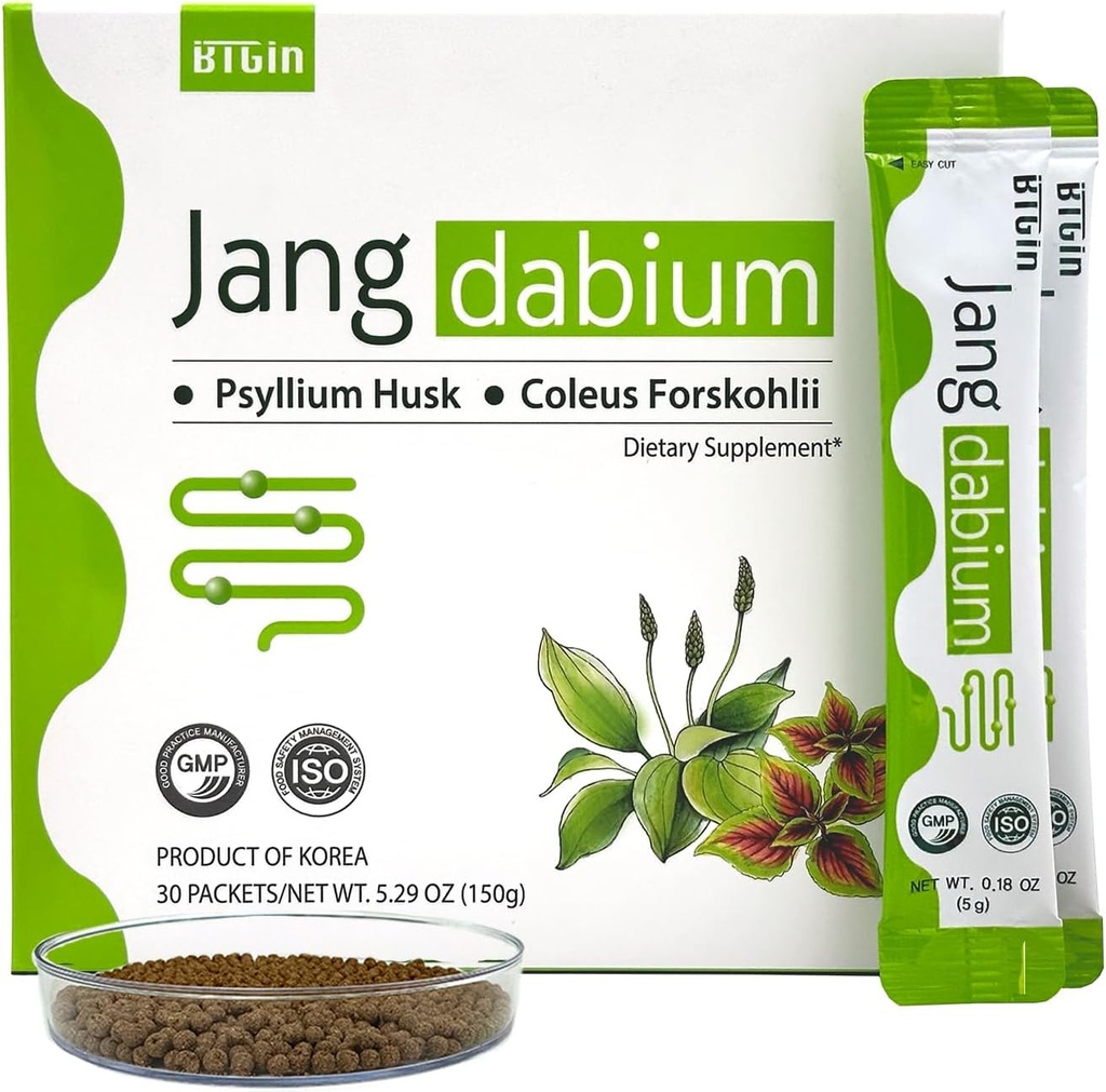 Psyllium Husk Fibre,Coleus Forskohlii, Supplément de collagène de poisson pour la santé digestive, Gestion du poids Colon Cleanse, Jangdabium 30 Packets
