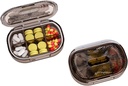 Petite boîte à pilules, étui à pilules de preuve d'humidité, organisateur de pilules de voyage pour la purée de poche, médicament portable quotidien vitamine, huile de poisson, supplément (noir-3)