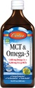 Carlson - MCT & Omega-3, 1480 mg Omega-3s, 9200 mg MCTs, acide céto-friendly, acide caprylique et capric, production d'énergie, métabolisme des graisses, citron-lime, 500 mL (16,9 Fl Oz)