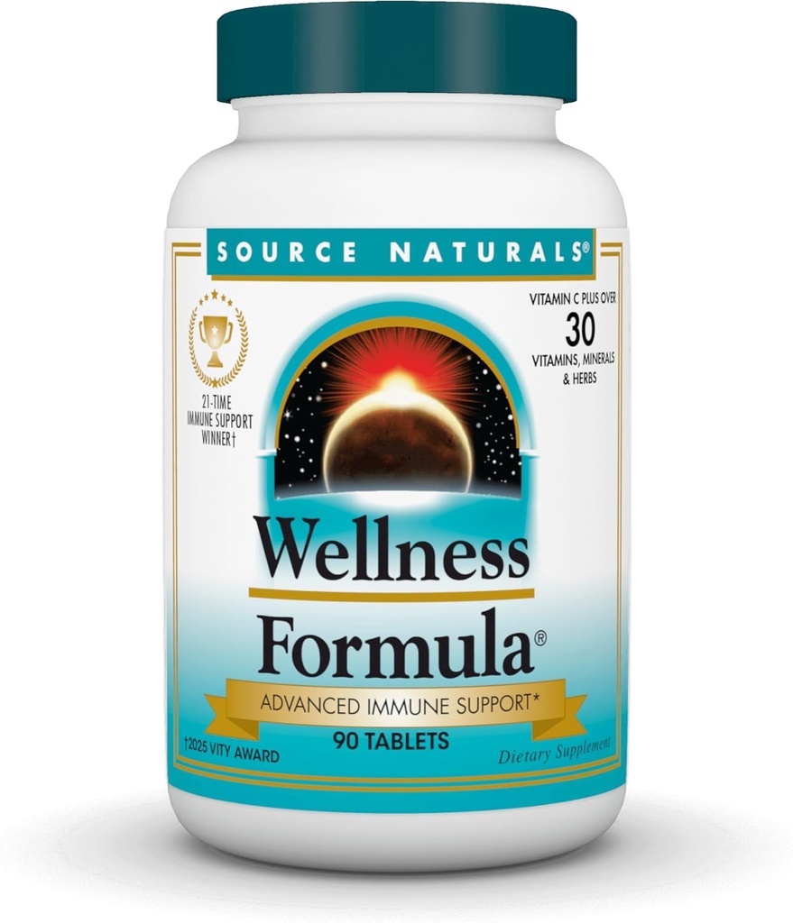 Source Naturals Wellness Formula Bio-Alignated Vitamines & Herbal Defense - Supplément de soutien au système immunitaire et rappel d'immunité* - 90 Compte