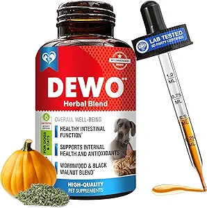 Défense intestinale naturelle pour les chiens et les chats – Nettoyez à base de plantes avec Wormwood, noix noires – favorise la santé Gut & Flora Balance – Formule de spectre large avancée