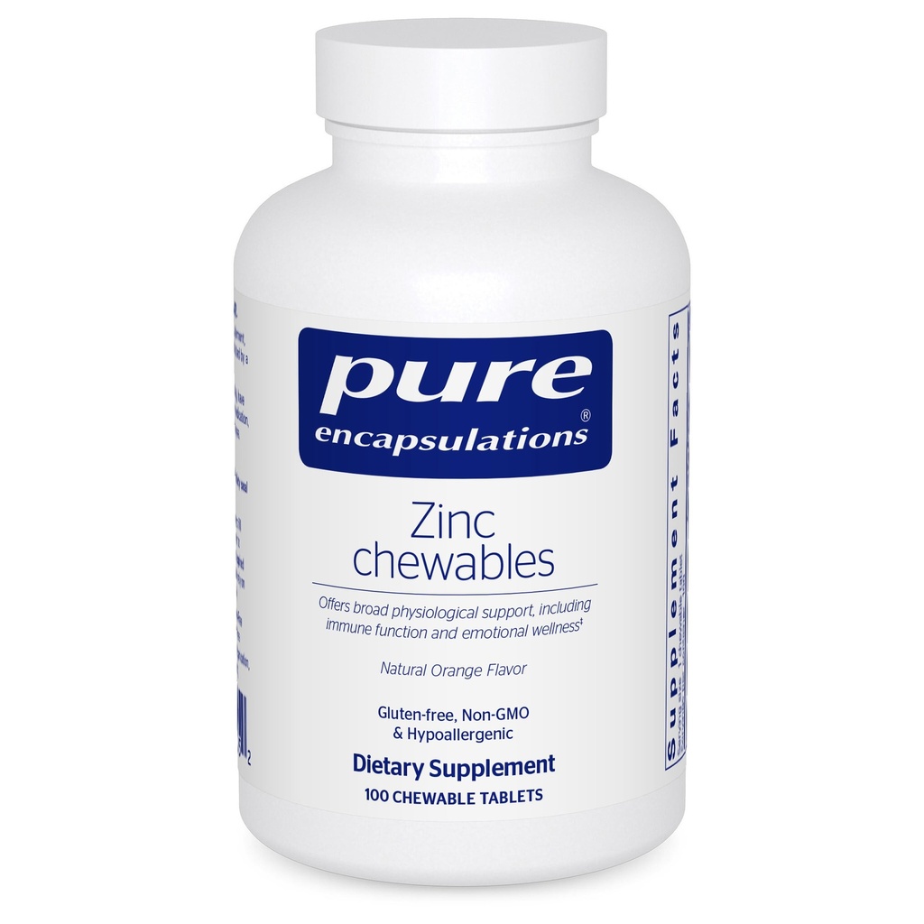 Encapsulations pures Zinc Chewables (en anglais seulement) Supplément pour le soutien, la croissance et le développement du système immunitaire et la guérison des plaies (en anglais seulement)