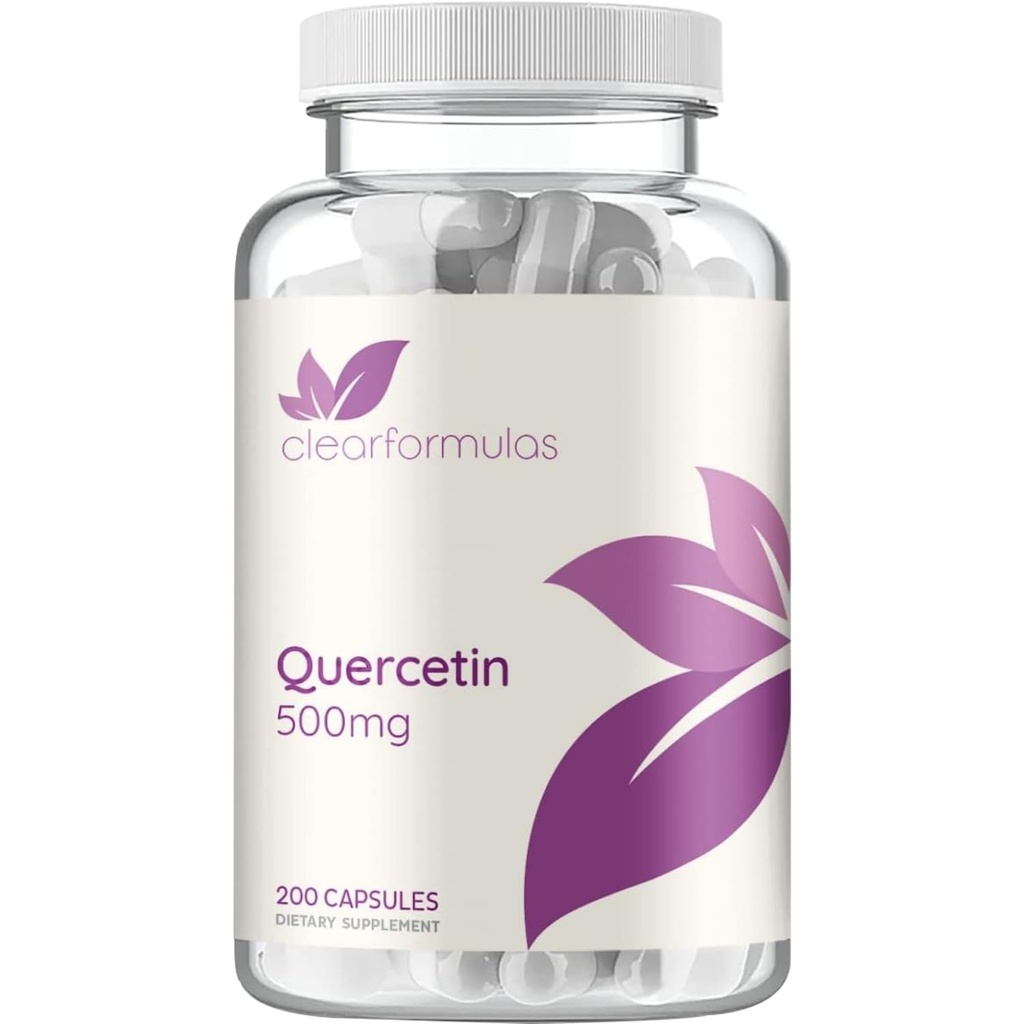 High Strength Quercetin 500mg Capsules - Quercetin Dihydrate Potent Flavonoid Antioxidant and Nutraceutical for Heart and Immune Support - Vegan Friendly - Made in a cGMP US Lab (200 Servings)