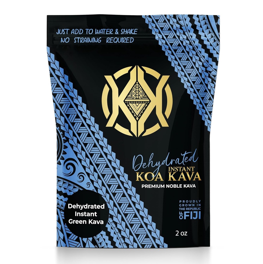 Koa Kava déshydraté Instant Kava - 100% déshydraté Instant Green Fijian Kava poudre de racine, 2 oz(56g)