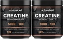 NatureBell 2 Pack Poudre monohydratée de créatine 500g, 5 000mg par portions Micronisée, pure et non aromatisée.
