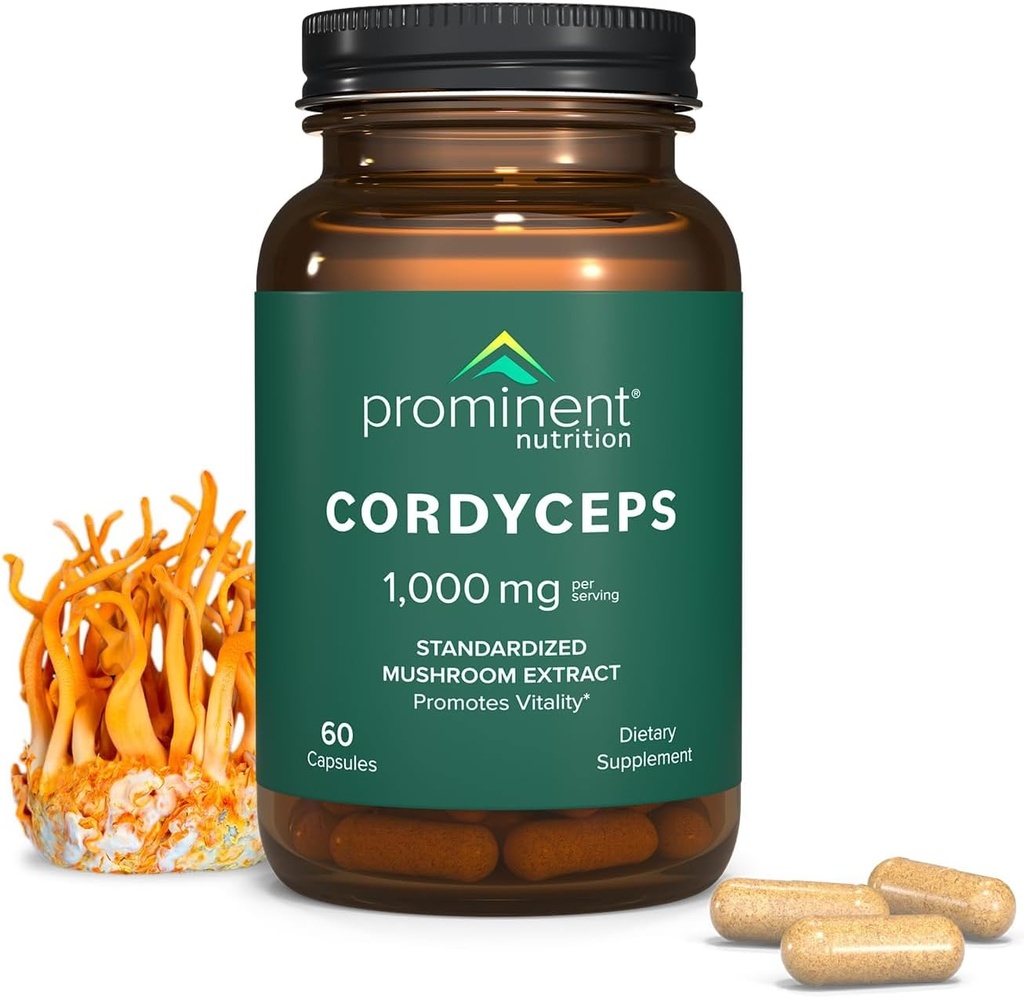 Complément alimentaire de Cordyceps - favorise la vitalité - 1000 mg, 60 Compte