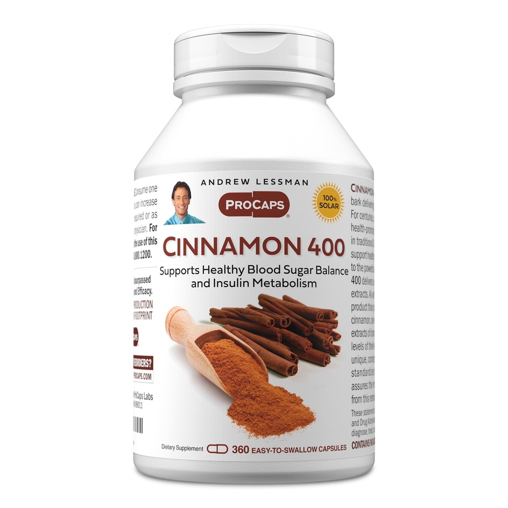 ANDREW MOINSMAN Cannelle 400mg - 360 Capsules - Haute puissance, extrait normalisé. Pas d'additifs. Petites capsules faciles à avaler