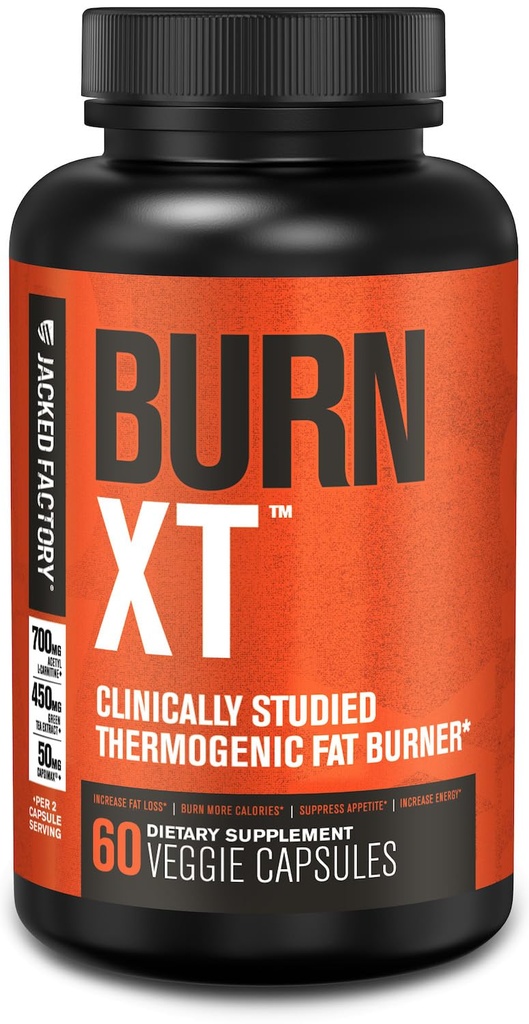 Brûlure d'usine Jacked-XT cliniquement étudié brûleur de graisse et supplément de perte de poids - Suppresseur d'appétit et booster l'énergie - avec acétyl L-Carnitine, extrait de thé vert et plus - 60 pilules de régime naturel