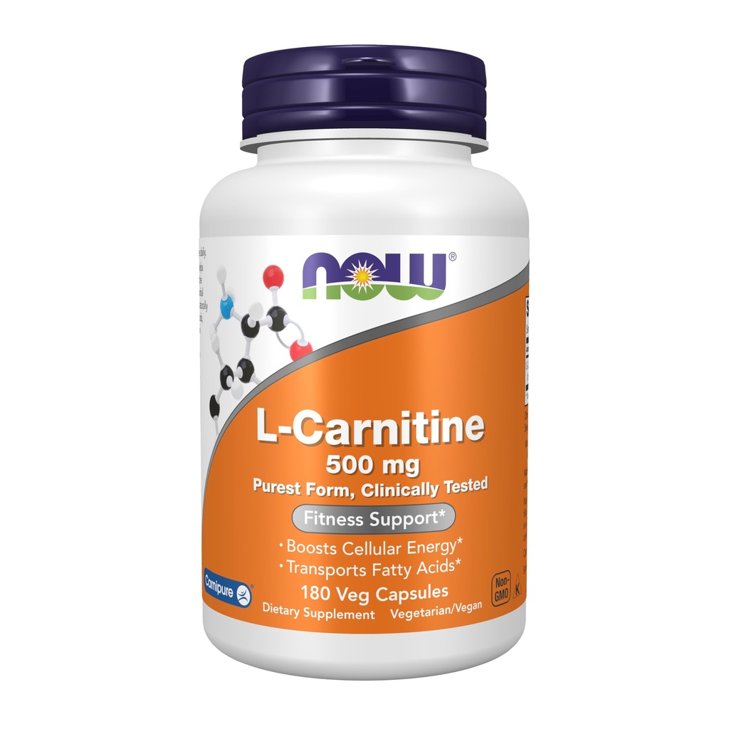 MAINTENANT compléments alimentaires, L-Carnitine 500mg, forme pure, acide aminé, soutien de la condition physique*, 180 gélules